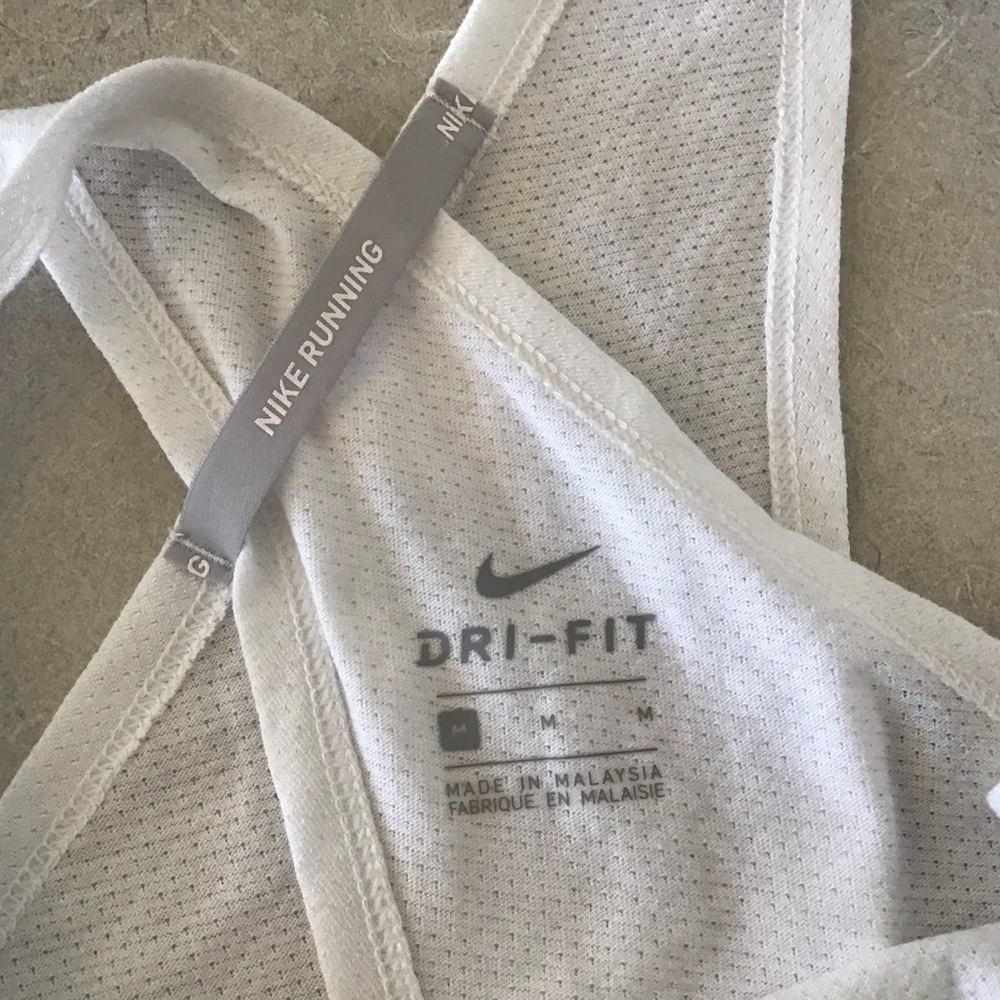 Nike Running Backless Dri-Fit White Tank, Medium - Picture 10 of 14